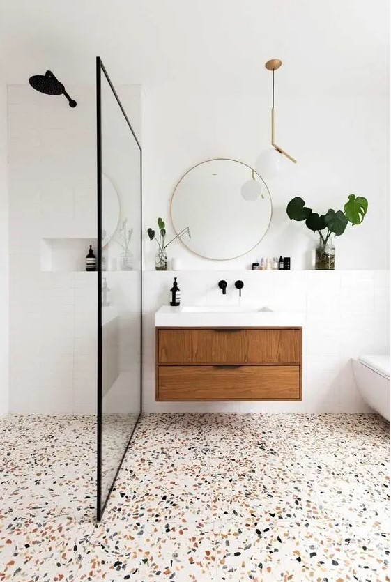 Modern Terrazzo Tile Bathroom Designs with Timeless Elegance