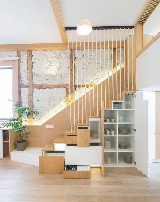 66 Smart Built-In Staircase Storage Ideas - DigsDigs