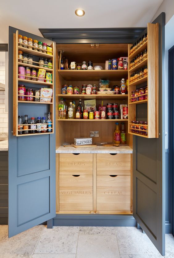 Pantry Cabinets with Labeled Drawers - Transitional - Kitchen
