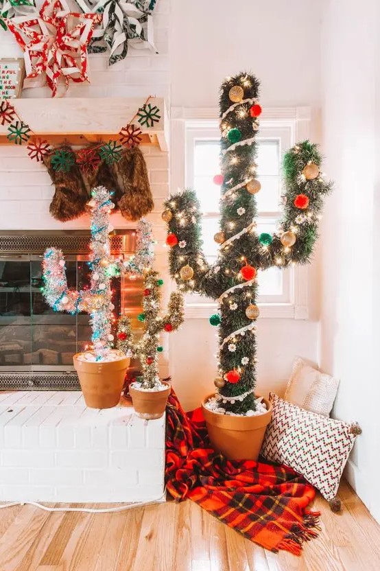 a cactus as an alternative to a Christmas tree if you live somewhere in a desert or in some hot place