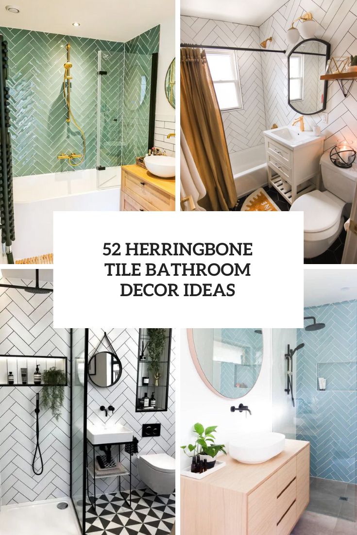 Herringbone Tile Bathroom Decor Ideas cover