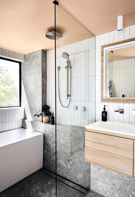 60 Trendy Stacked Tile Ideas For Bathrooms - DigsDigs