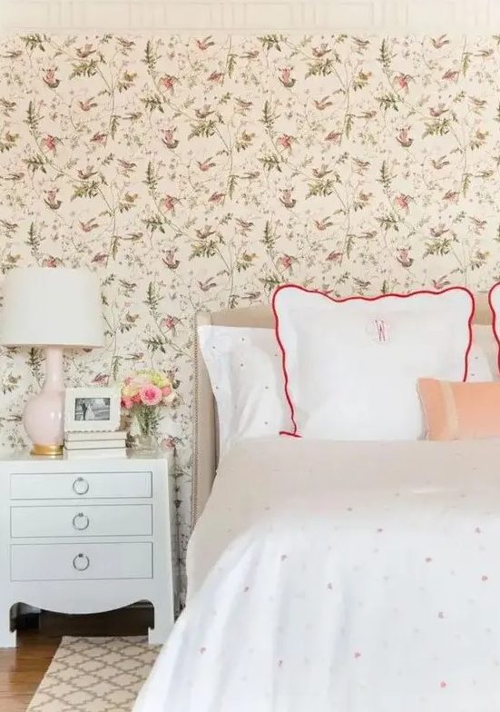 54 Lovely Floral Wallpaper Ideas For Bedrooms DigsDigs