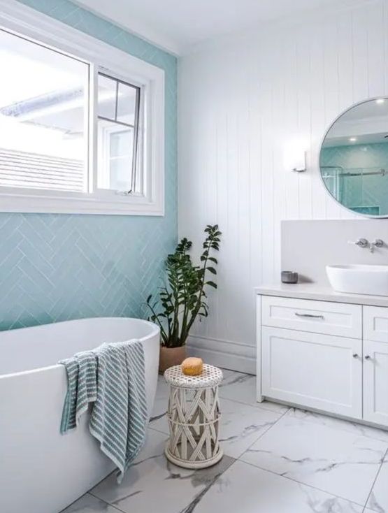 52 Herringbone Tile Bathroom Decor Ideas - DigsDigs