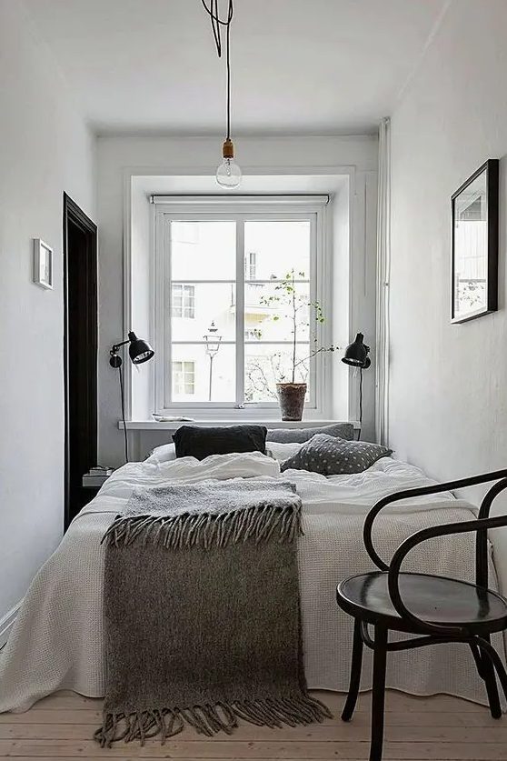 Scandinavian Narrow Bedroom Design