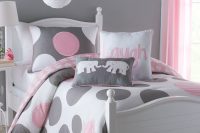 21 grey and pink polka dot bedding