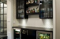23 basement bar with dark clear view cabinets