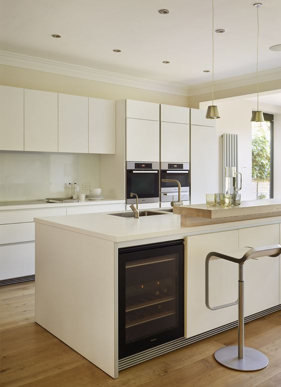 kitchen island with a built-in drink cooler