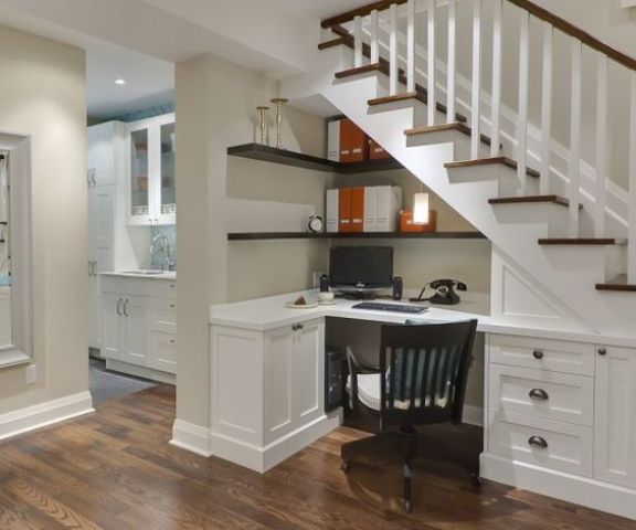 home office under the stairs