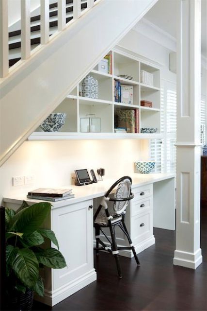 office corner under the stairs