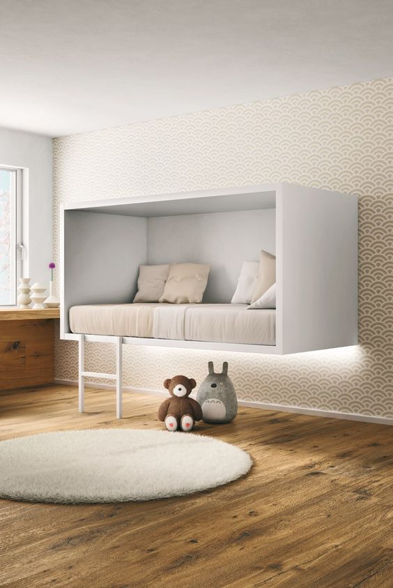 a wall-mounted kid box bed