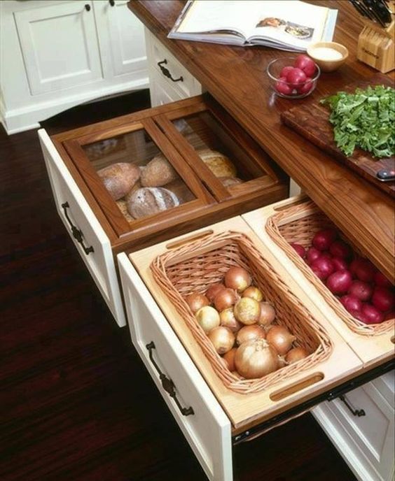 kitchen island with food storage