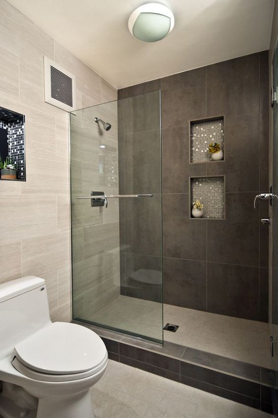 large scale dark brown shower tiles