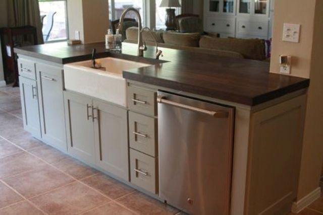 kitchen island with a dishwasher