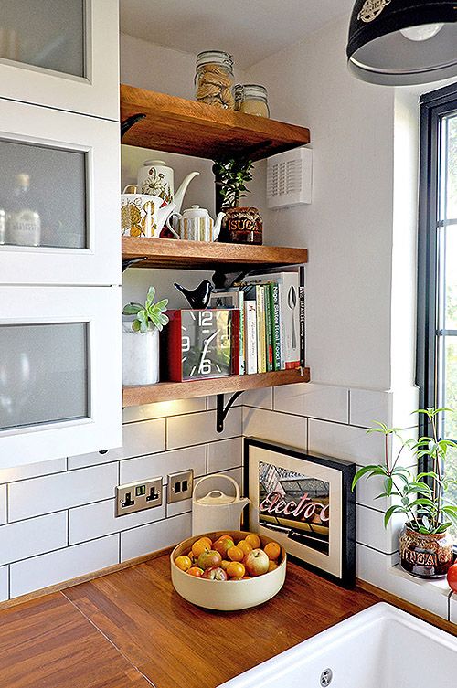 rustic open shelves