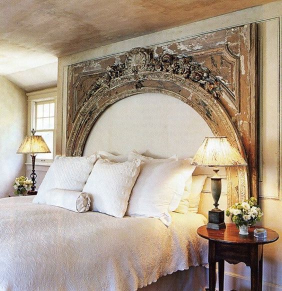 vintage wooden feminine headboard