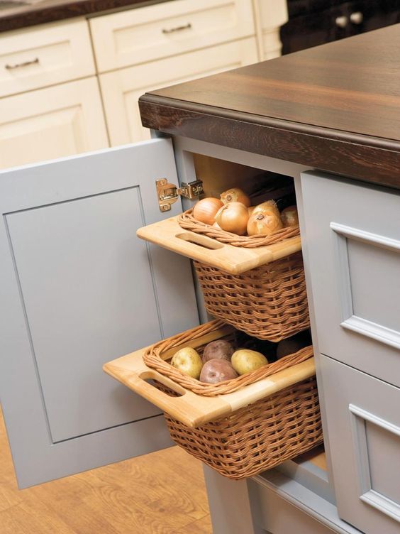 kitchen island with vegetable storage