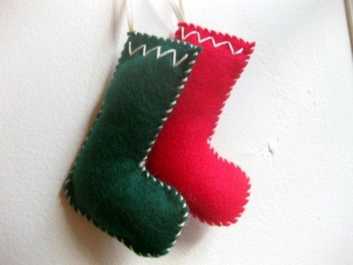 red and green stocking ornaments for Christmas are a timeless and cool idea of a decoration you can make