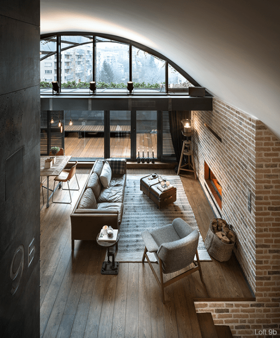 9b Industrial Loft With Brick Walls And Lots Of Metal In Decor