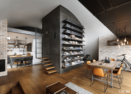 Industrial Loft With Brick Walls And Lots Of Metal In Decor