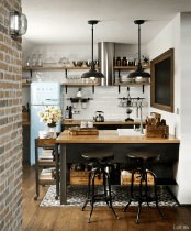 9b Industrial Loft With Brick Walls And Lots Of Metal In Decor