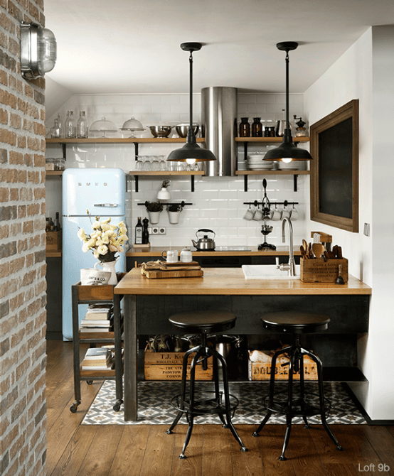 Industrial Loft With Brick Walls And Lots Of Metal In Decor