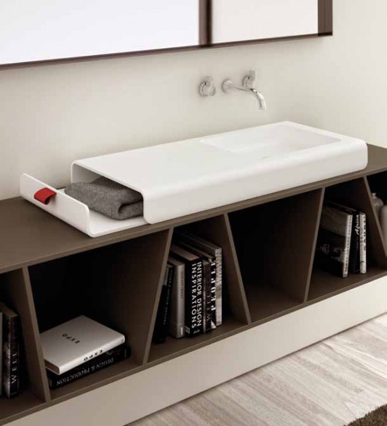 Bathroom Sink With Integrated Storage Compartment