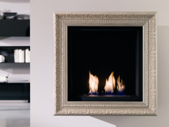 Beautiful Wall Mount Fireplace in Classic Style by Ozzio