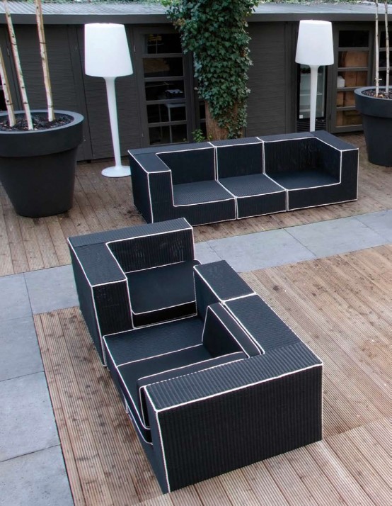 Black And White Outdoor Wicker Furniture Haute Terasse By Borek