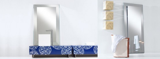 Bright Glass Bathroom Furniture With Floral Motif By Cogliati Cogliati
