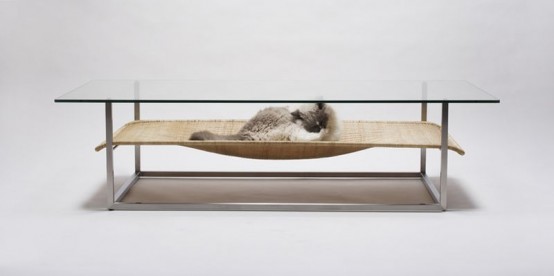 Coffee Table With Integrated Cat Hammock