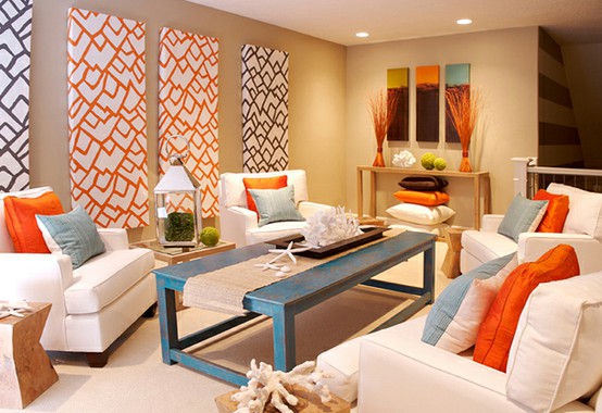 Colorful Coastal Living Room
