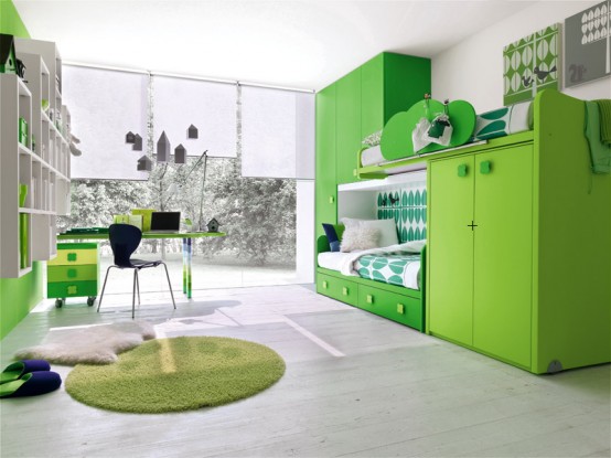 Contemporary Green Kids Bedroom By Stemik Living