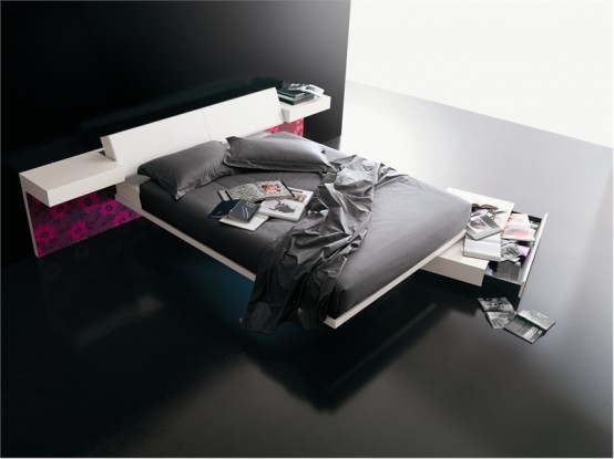 Contemporary Bed With Built In Lights Diaz By Prealpi