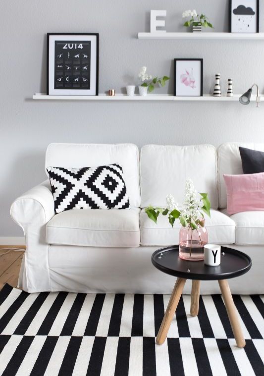 Ektorp sofa for a monochromatic Scandinavian living room