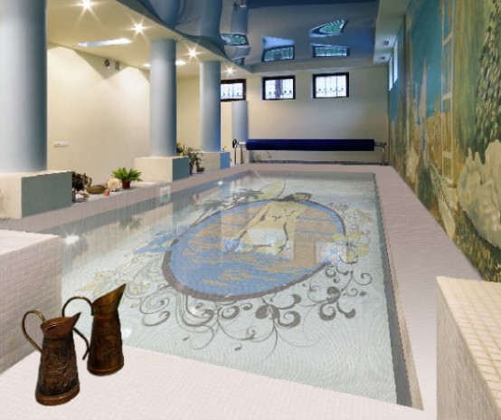 Fascinating Swimming Pool Design with Mosaic Glass Tiles by Glassdecor