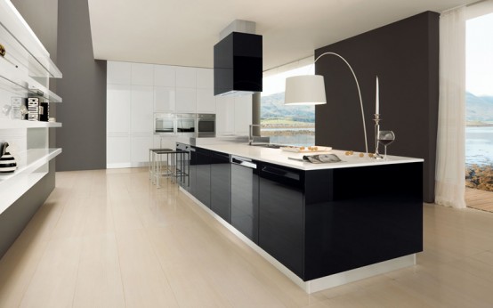 Glossy Black And White Kitchen Diana By Futura Cucine