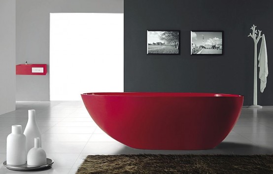 Gorgeous Red Freestanding Bath Tub From Bella Stone