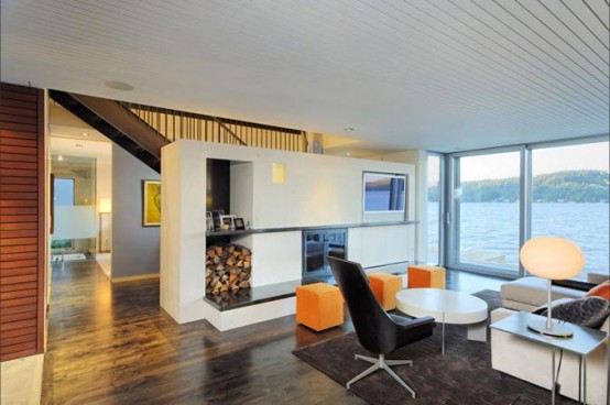 House On Lake That Occupies The Border Between Land And Water