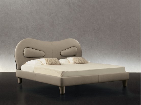 Leather Bed With Practical Headboard Venice By Giorgetti