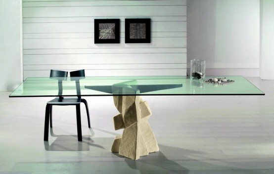 Modern Dining Table With Stone Base Vicenza Shapes From Diotti A&F