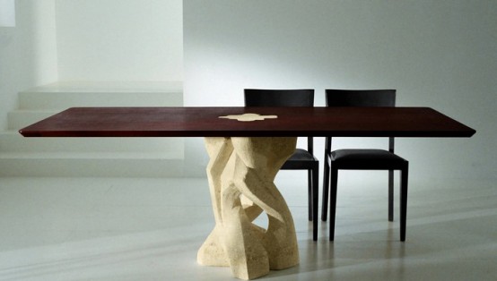 Modern Dining Table With Stone Base Vicenza Shapes From Diotti A&F