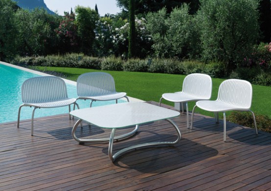 Modern White Outdoor Tables And Chairs Loto & Ninfea From Nardi