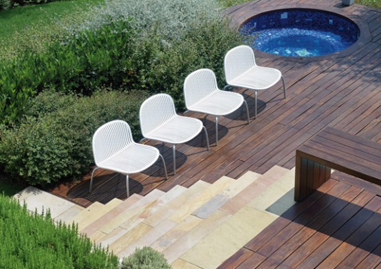 Modern White Outdoor Tables And Chairs Loto & Ninfea From Nardi