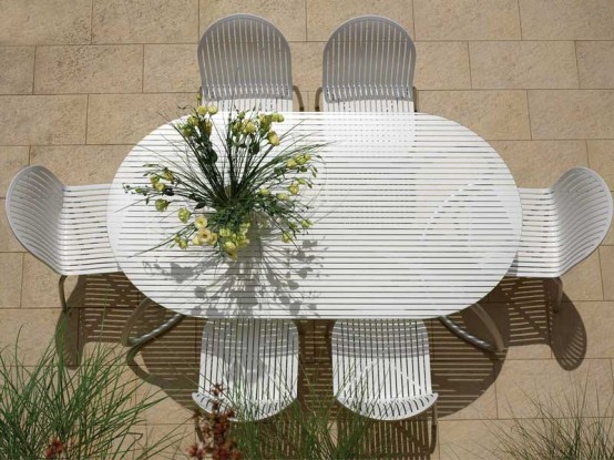 Modern White Outdoor Tables And Chairs Loto & Ninfea From Nardi