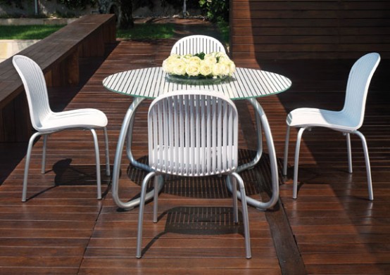 Modern White Outdoor Tables And Chairs Loto & Ninfea From Nardi
