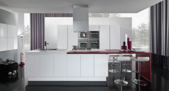 New Modern Red And White Kitchen Design   Ego By Vitali Cucine