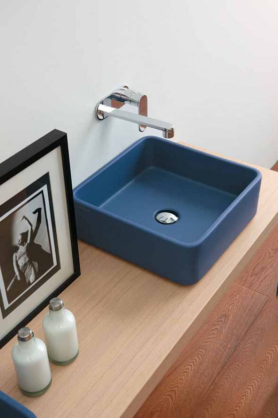 New Nice Blue Wash Basin For Small Bathroom Robbiano Blue By Ceramica Flaminia
