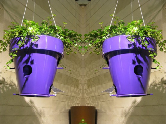 Nice Outdoor Flowerpot With BirdHouse   O Nest_O By De Castelli