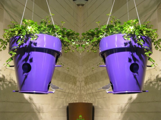 Nice Outdoor Flowerpot With BirdHouse   O Nest_O By De Castelli